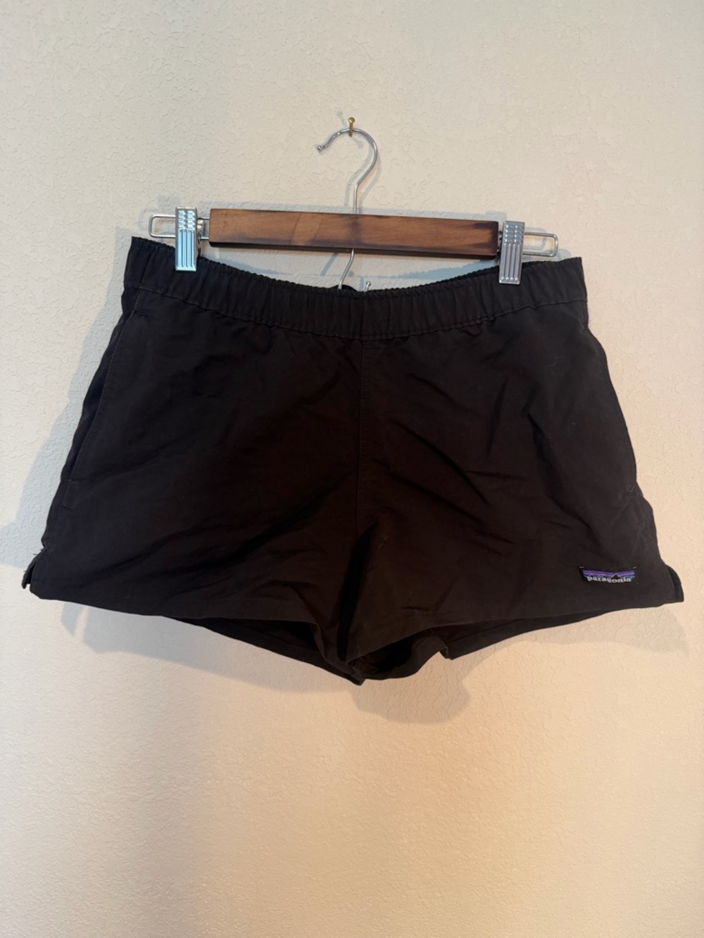 Patagonia Black Women's Athletic Shorts with Logo Patch